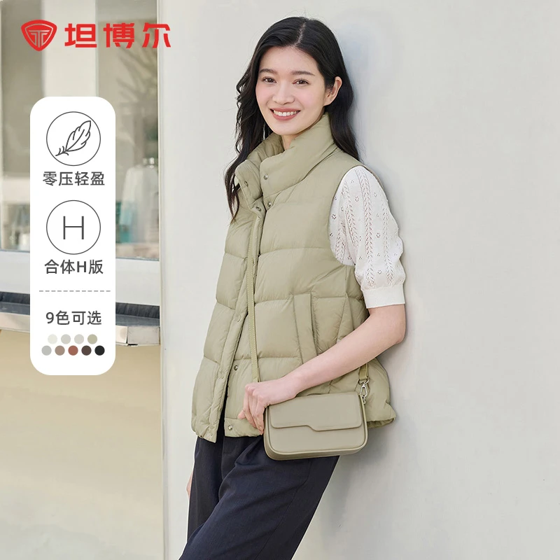 坦博尔羽绒马甲2025爆款女士短款立领外穿休闲保暖轻薄马夹外套