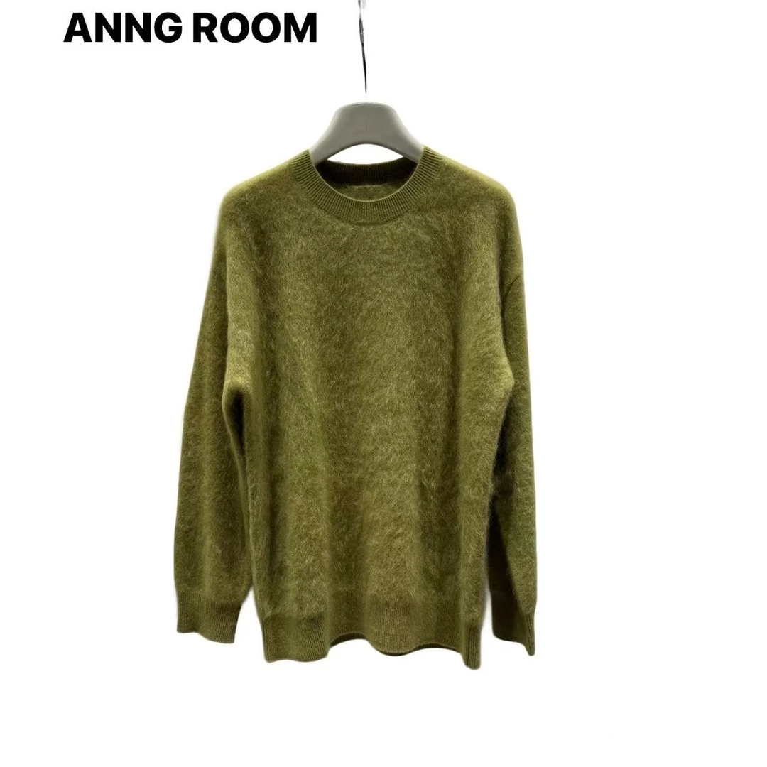 YS【ANNG】102207 25秋冬极简老钱ins简约圆领毛衣