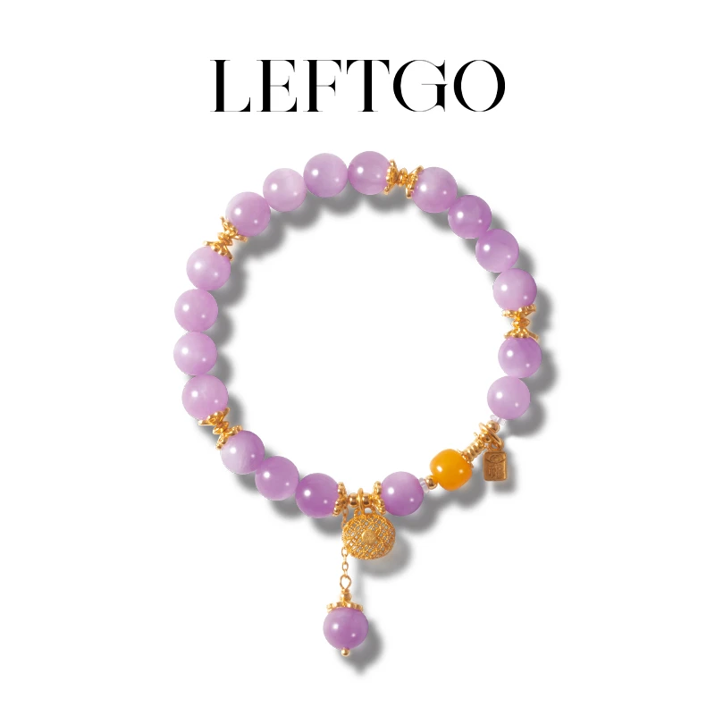 LEFTGO左戈天然巴西紫锂辉手串女款S925银镀金蜜蜡多样性发一件