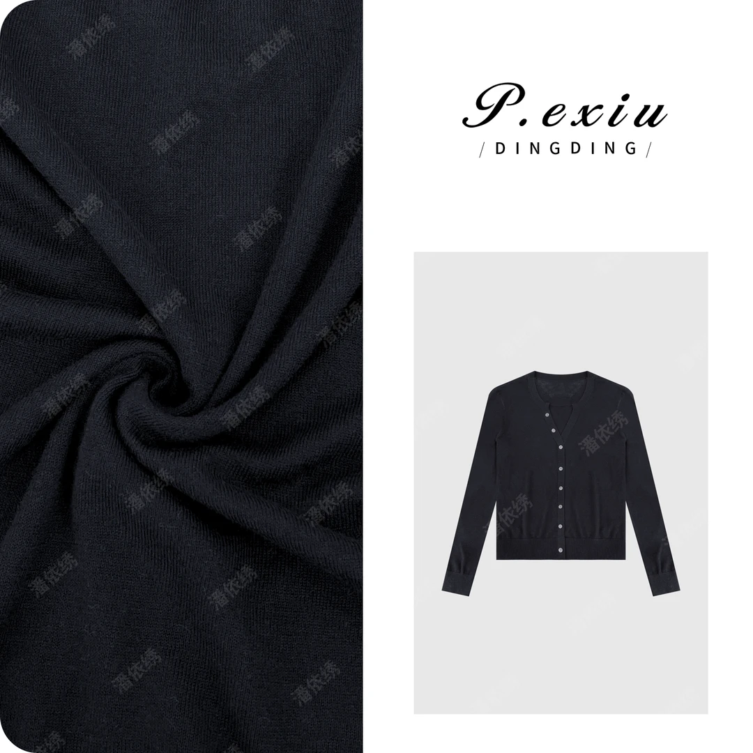 【黑茶】羊-毛-设计款斜扣V领长袖针织开衫ZZ0822