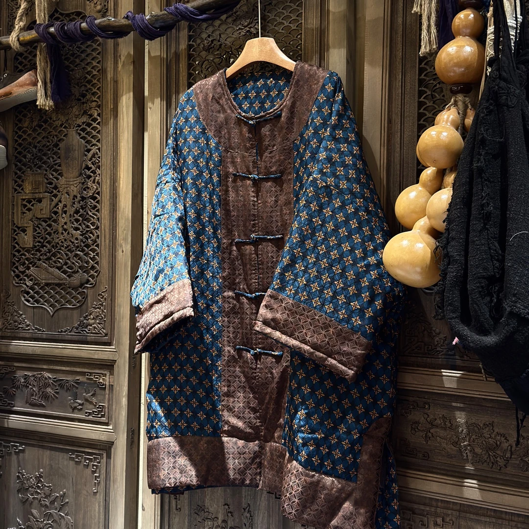 【依豆麻衣】古木计秋冬高定盘扣中长夹棉棉衣之青山