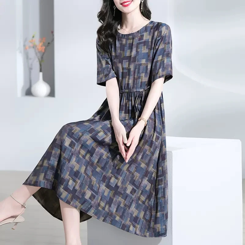大码女装贵夫人连衣裙女2025春季新款欧货高端气质中长裙子