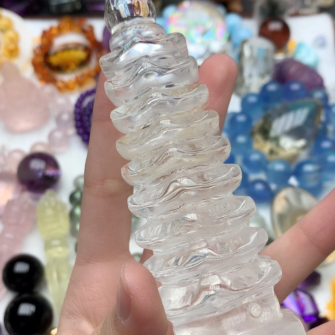 水晶未镶嵌珠宝半成品文昌塔摆件