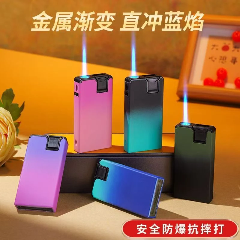 新款高端加厚金属磨砂防风直冲打火机可定制刻字印广告打火机批发