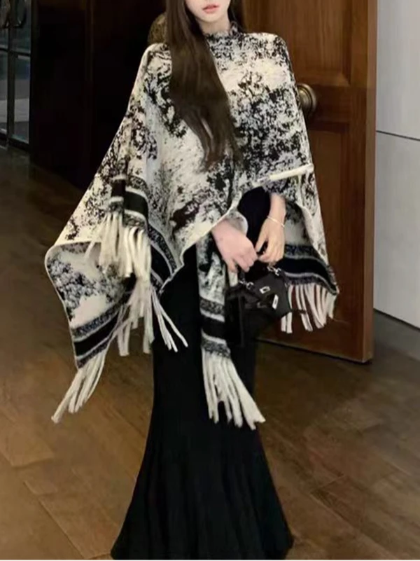 直播链接 清仓秋冬新中式国风仿羊绒保暖披肩民族风气质百搭披肩