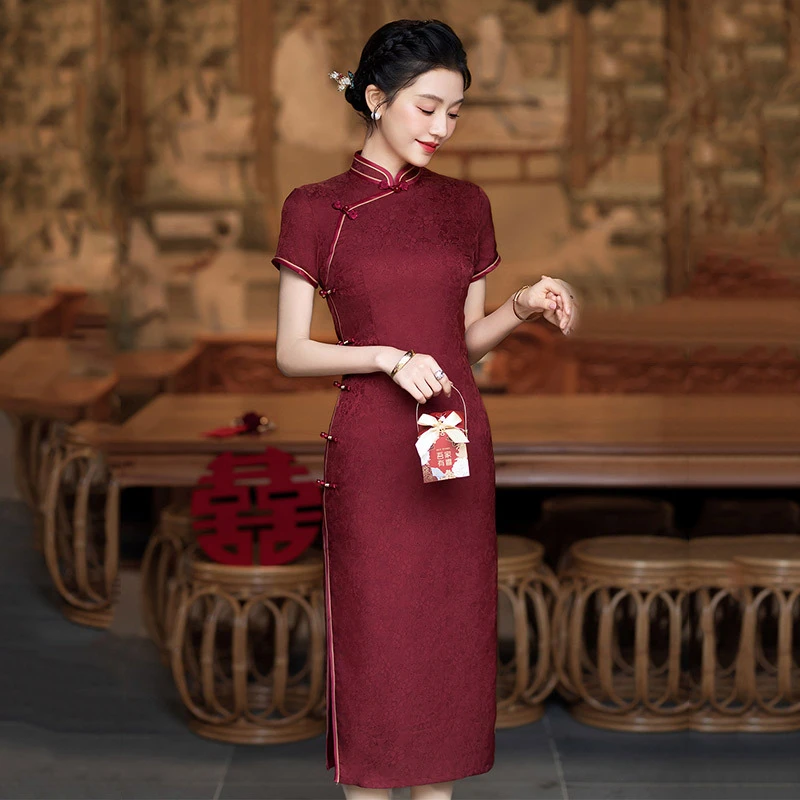 红色中式改良2025新款女国风复古长袖出嫁外嫁回娘家礼服春秋