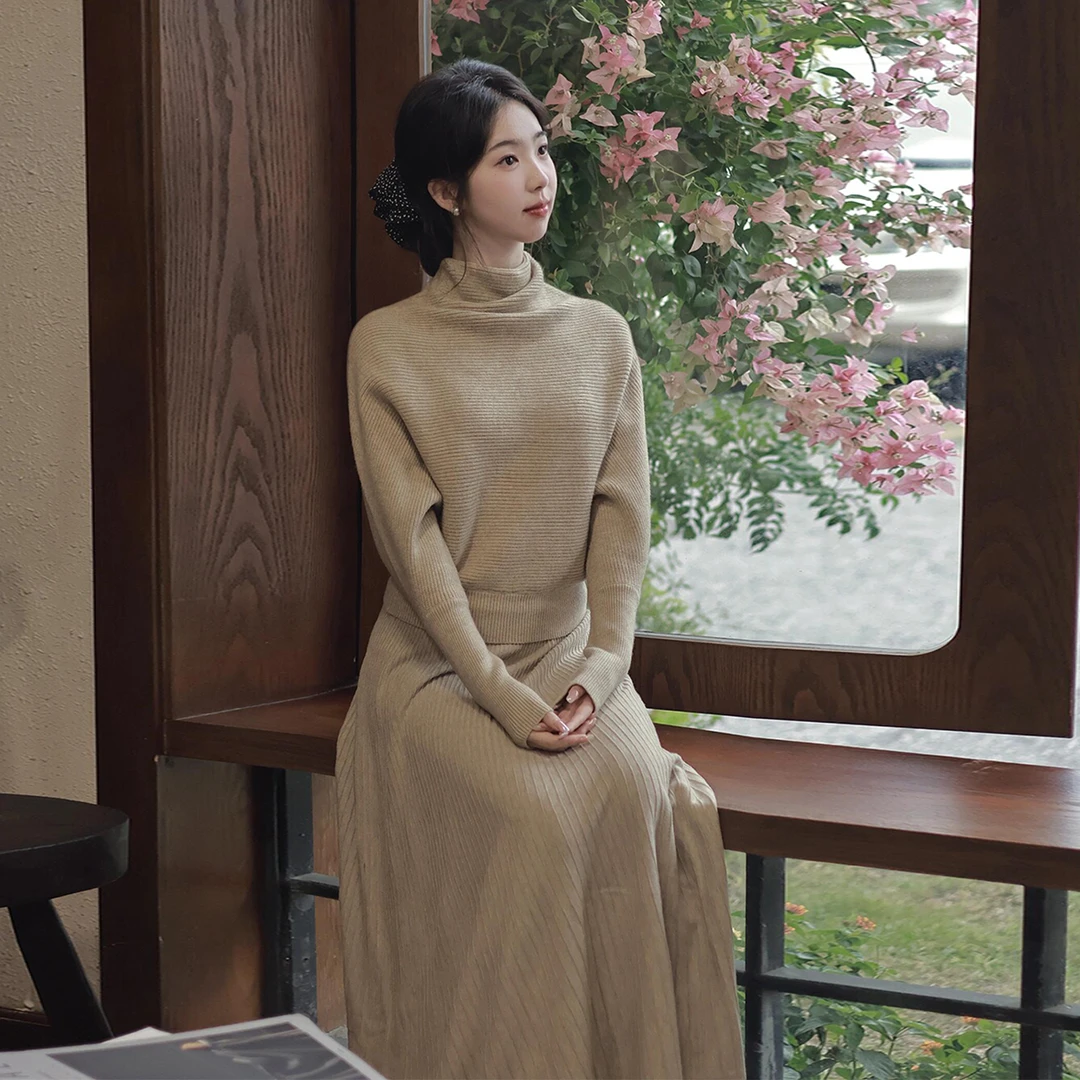 法式高领针织气质打底子女秋冬季2025年新款巨好看穿搭一整套装