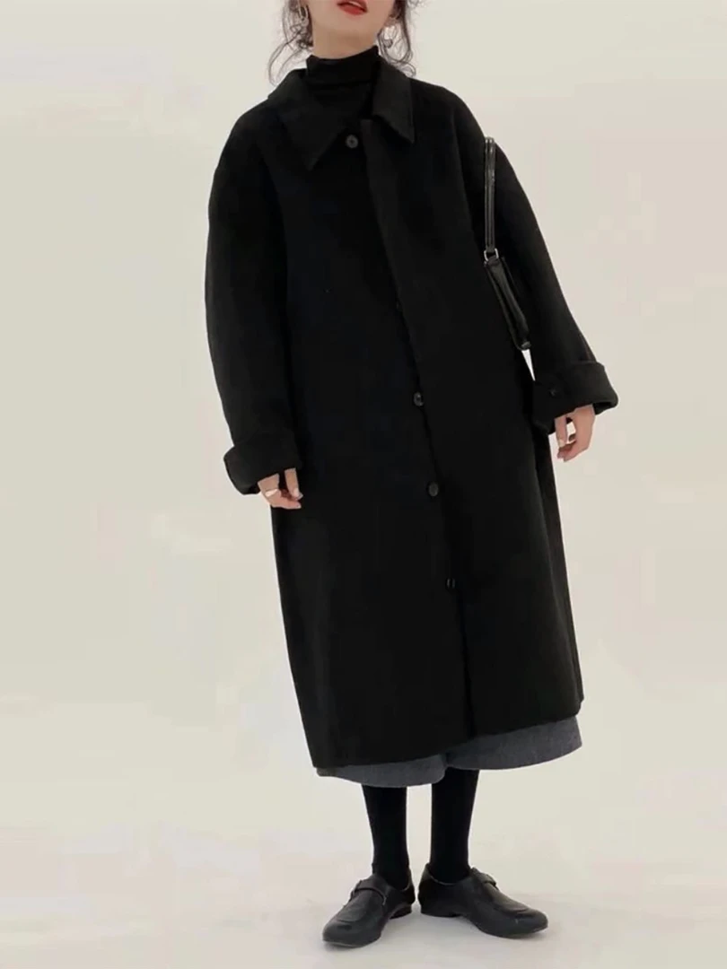【仅支持48小时退换货】经典主义黑大衣