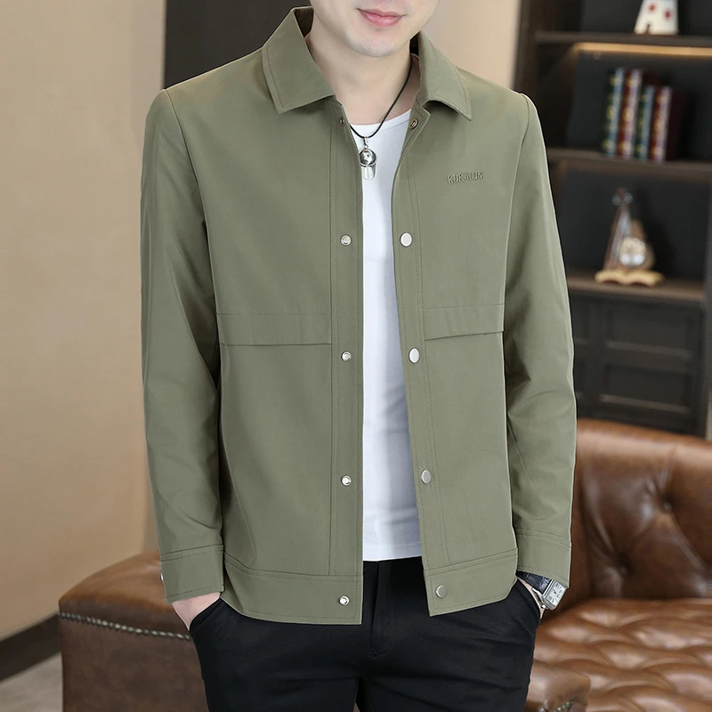 2025春秋季新款薄款翻领夹克男士工装上衣潮流百搭衬衣式外套春装