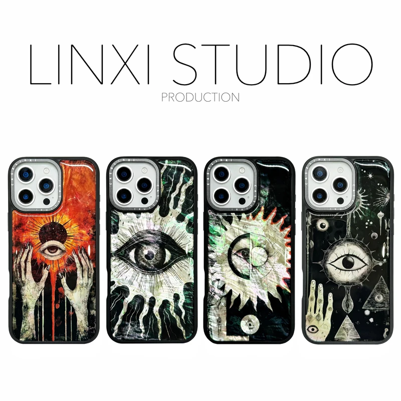 暗黑系列原创设计正品贝母手机壳防摔16proMax保护套