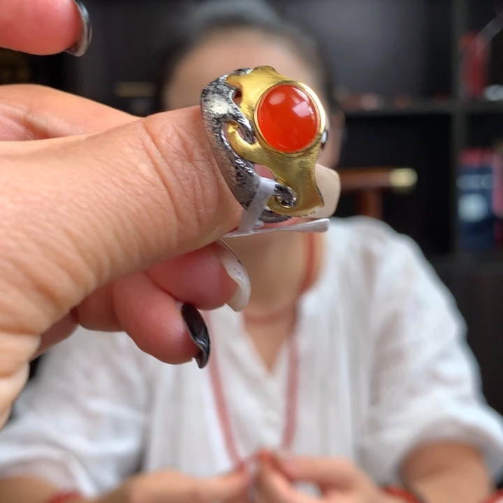 未镶嵌南红玛瑙南红玛瑙河湾戒指