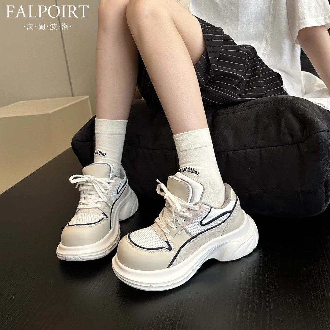 FALPOIRT厚底增高老爹鞋女秋季新款百搭时尚休闲面包潮鞋网面透气