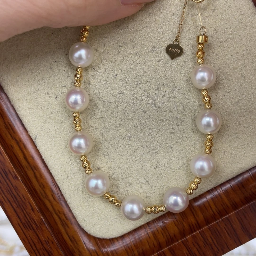 18K金镶嵌海水珍珠手绳