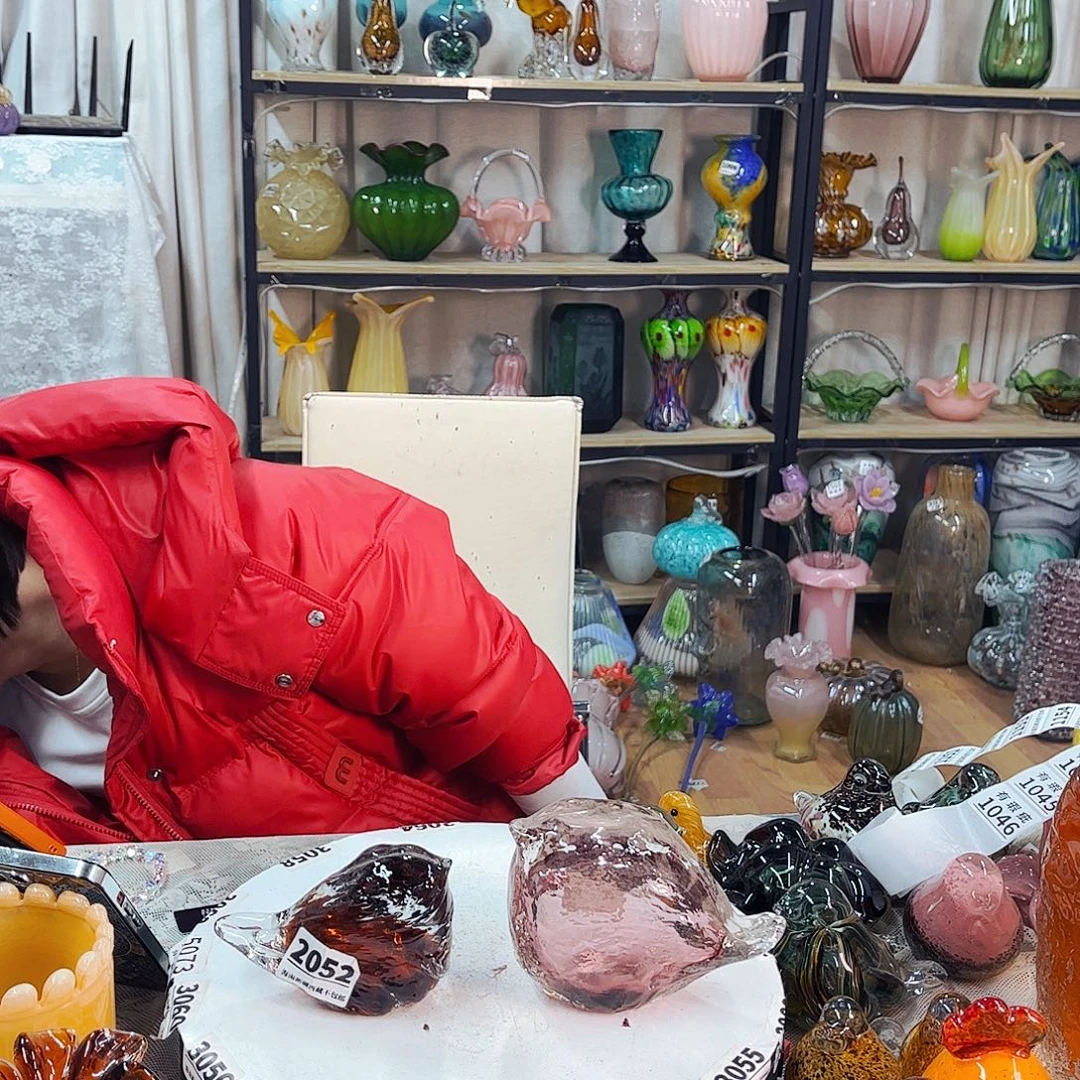 熔岩鸟一对家悦琉璃工艺品