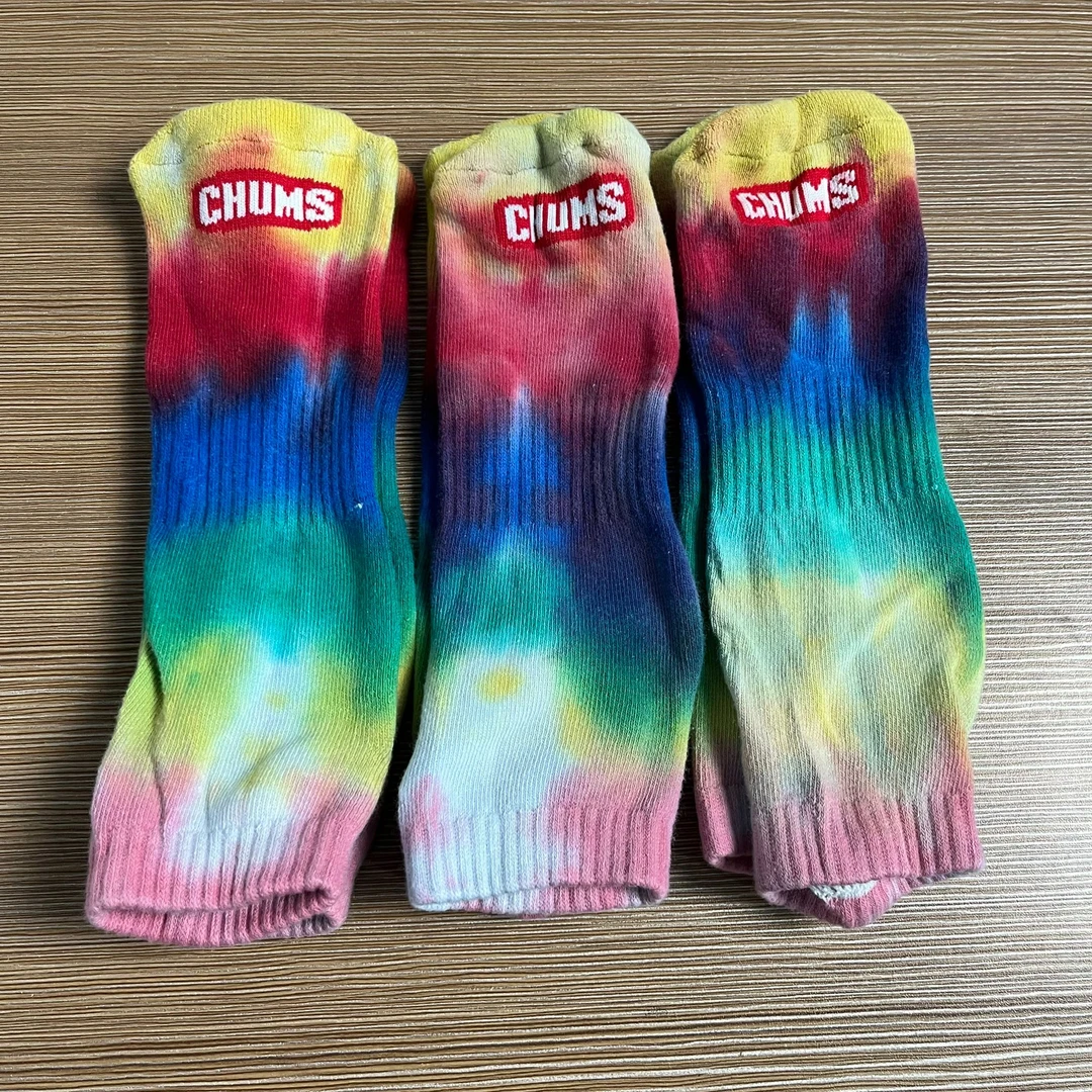 C7501   潮流多色扎染毛巾底短袜(发2双)