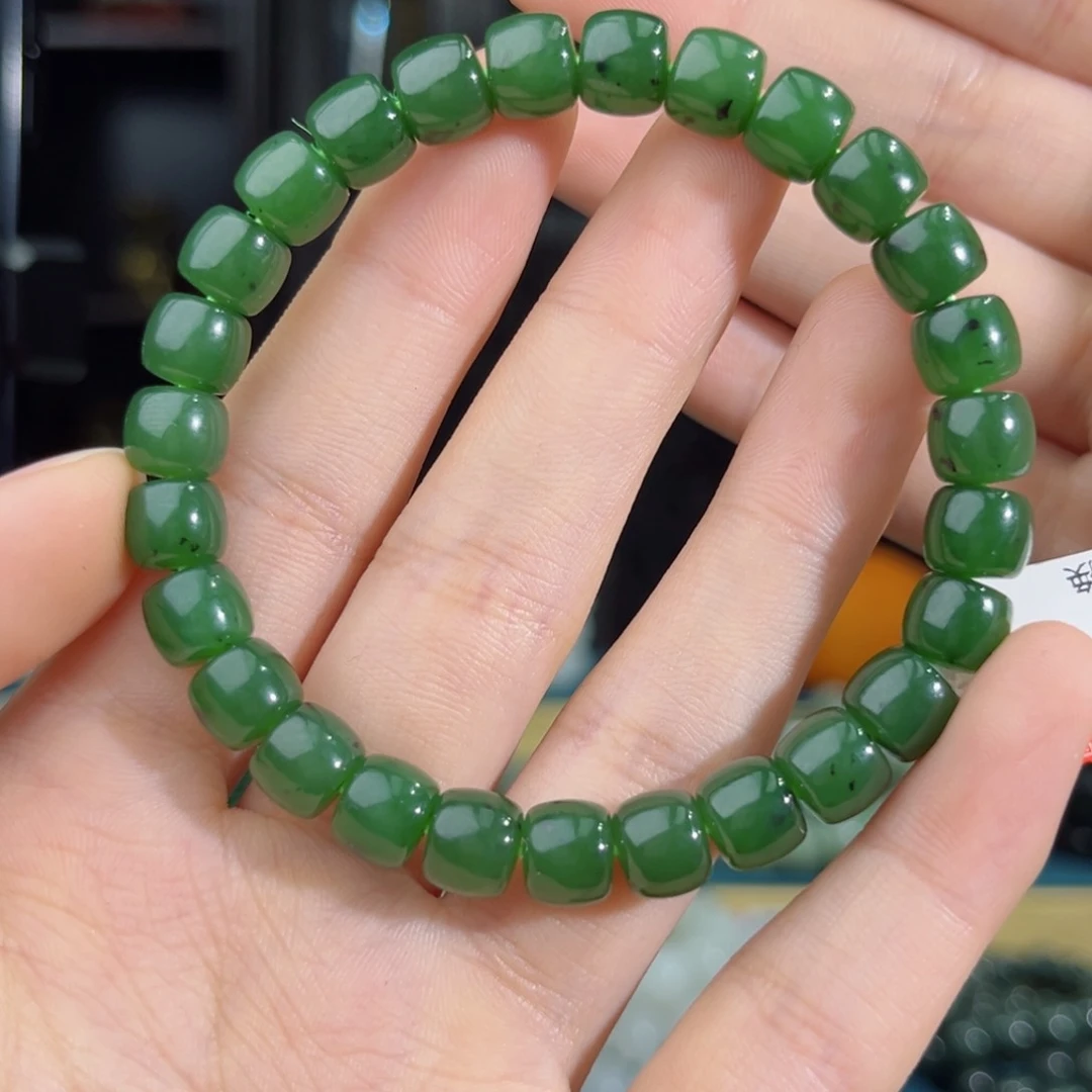 和田玉手链未镶嵌手串纯天然俄罗斯碧玉8mm直切