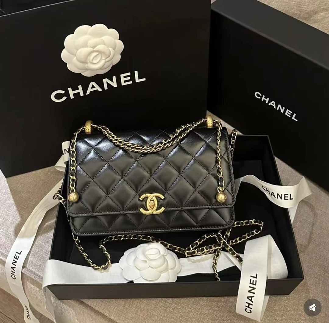 未使用 Chanel/香奈儿 香奈儿双金珠woc黑金/优品