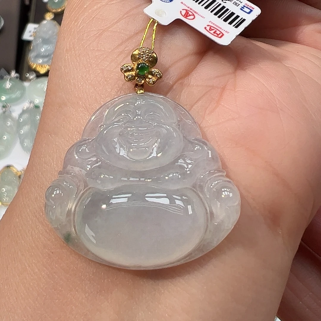 翡翠18K金镶嵌吊坠(不含链)佛公