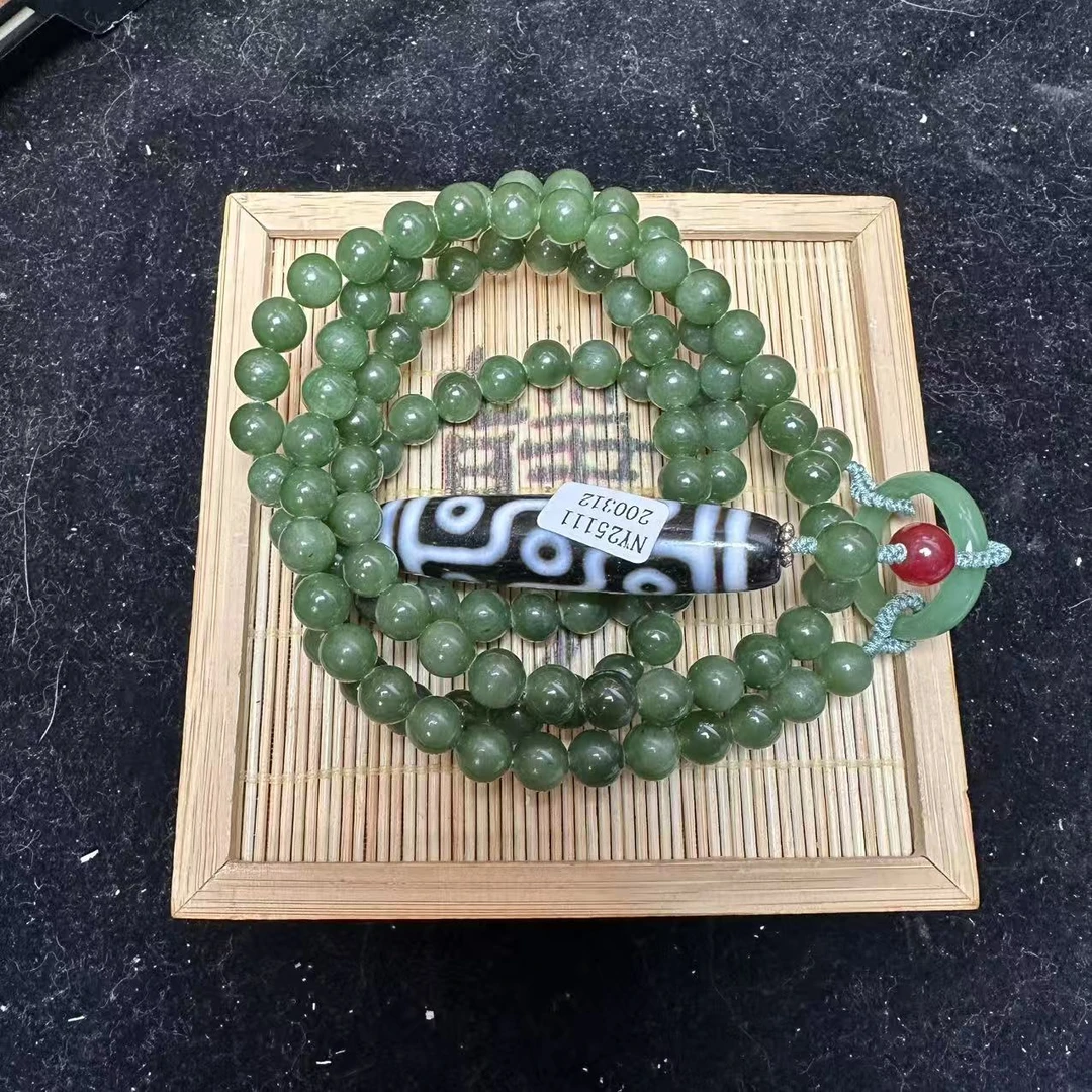 和田玉碧玉圆珠项链0312