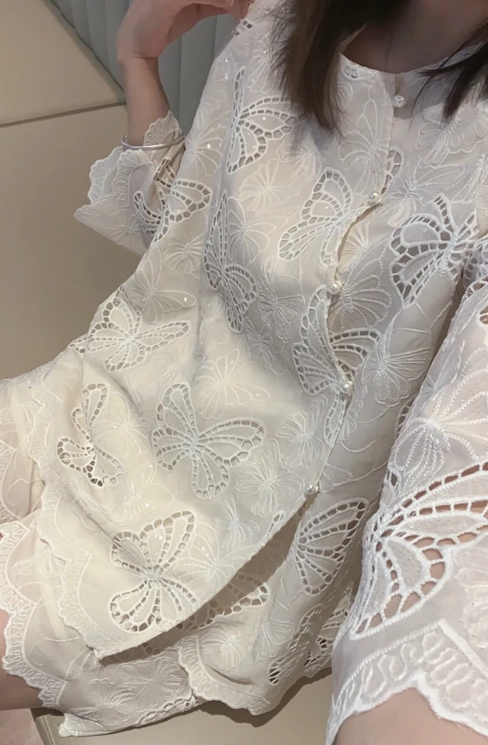 【月神闪蝶】2025夏季新款镂空上衣气质洋气百搭开衫