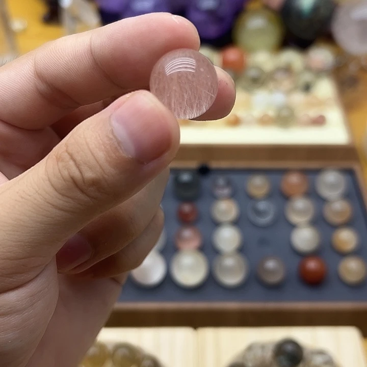 发晶珠宝半成品未镶嵌2.粉兔毛
