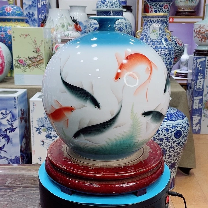 花瓶全手工鱼乐图球瓶