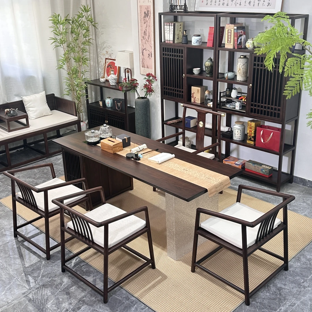 凌云茶桌乌金木大板桌禅意茶几茶桌一体一整套客厅现代茶台