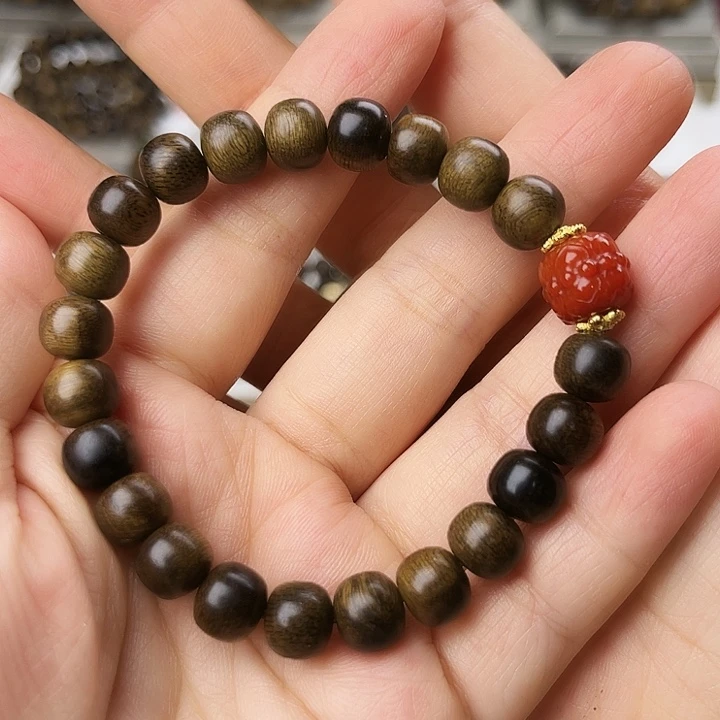 手串沉香越南富森红土沉古董窖藏留疤老料0.8