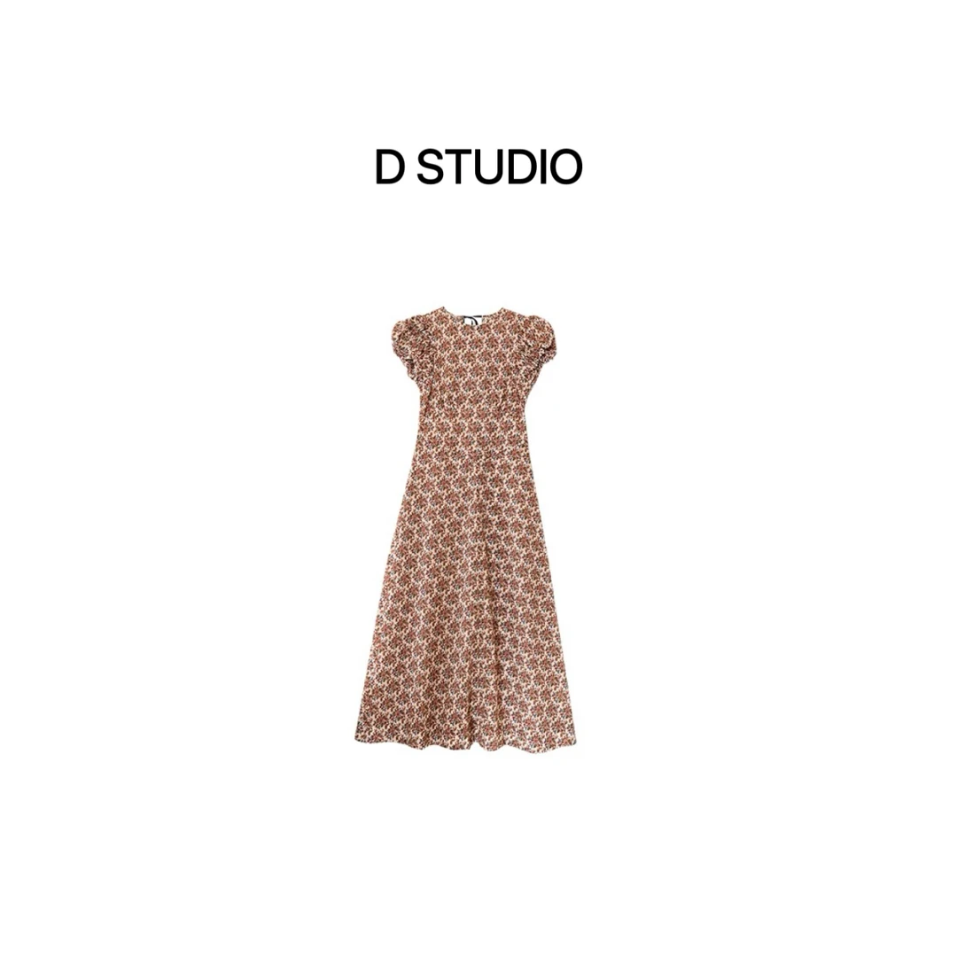 D STUDIO 泡泡袖碎花连衣裙 D2852