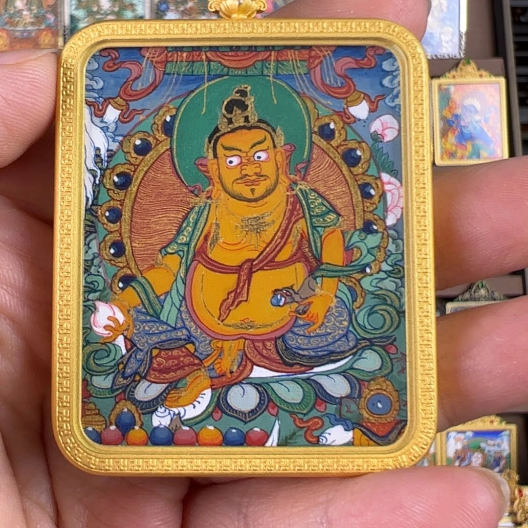 普***洱吊坠黄财神唐卡绘画作品