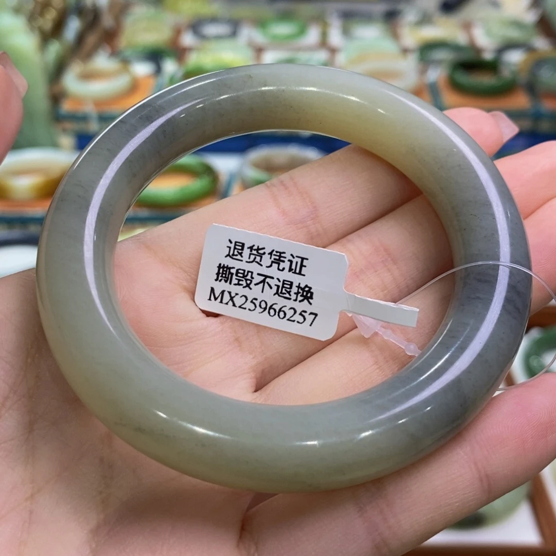 未镶嵌手镯和田玉且末青花胖圆55/56