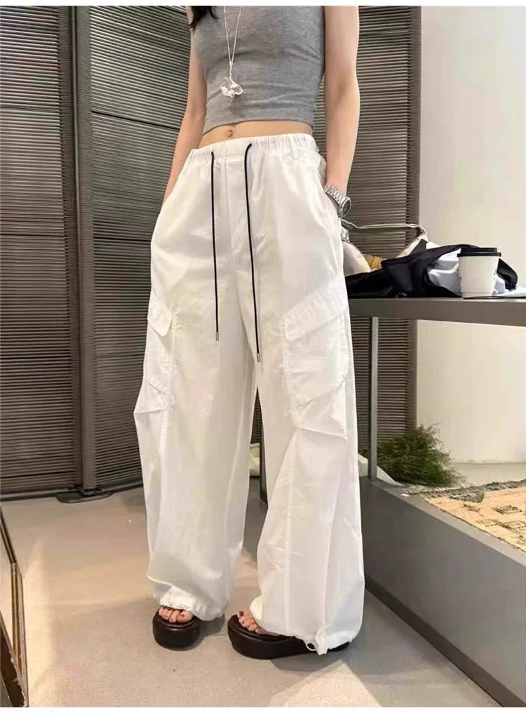 「阿男Anna」美式工装裤   韩系夏季松紧腰绳口袋工装裤248-25908