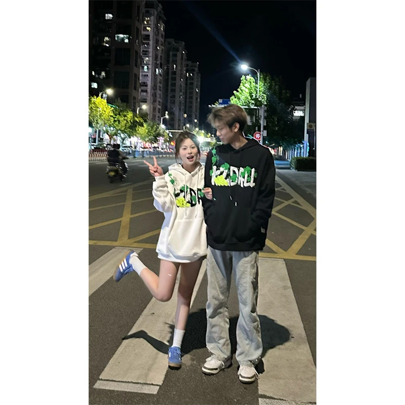 刺绣葡萄网球毛巾绣连帽卫衣秋冬宽松休闲男女美式复古印花设计感