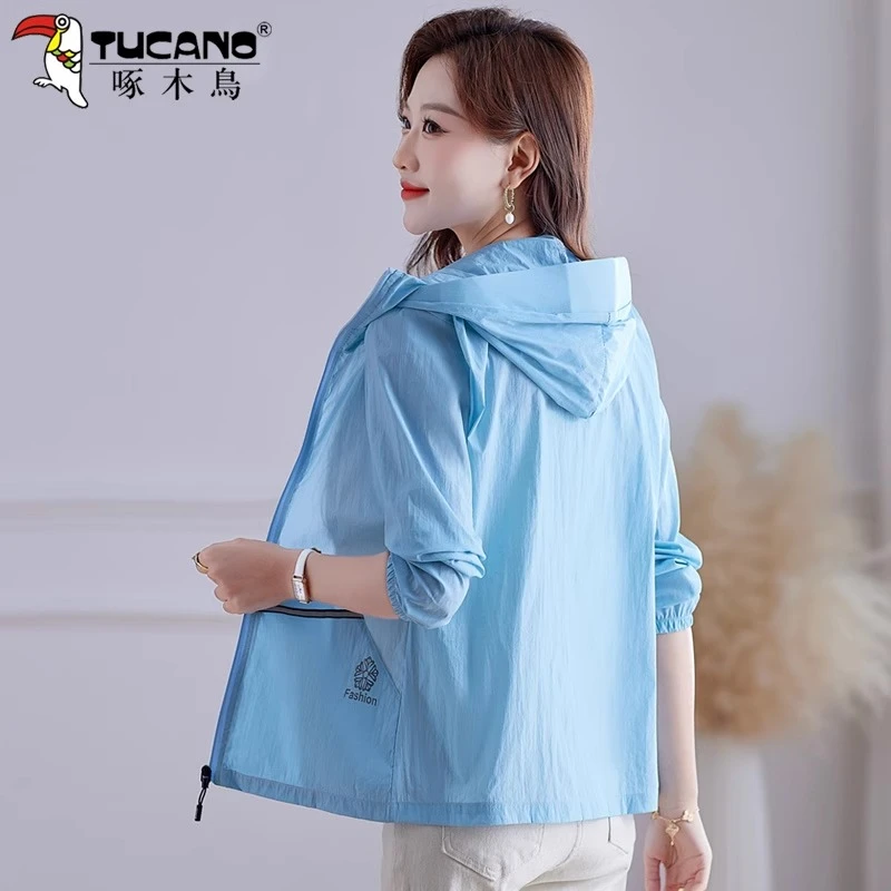 啄木鸟电动车防晒衣女夏季2025新款妈妈冰感透气时尚宽松骑车外套