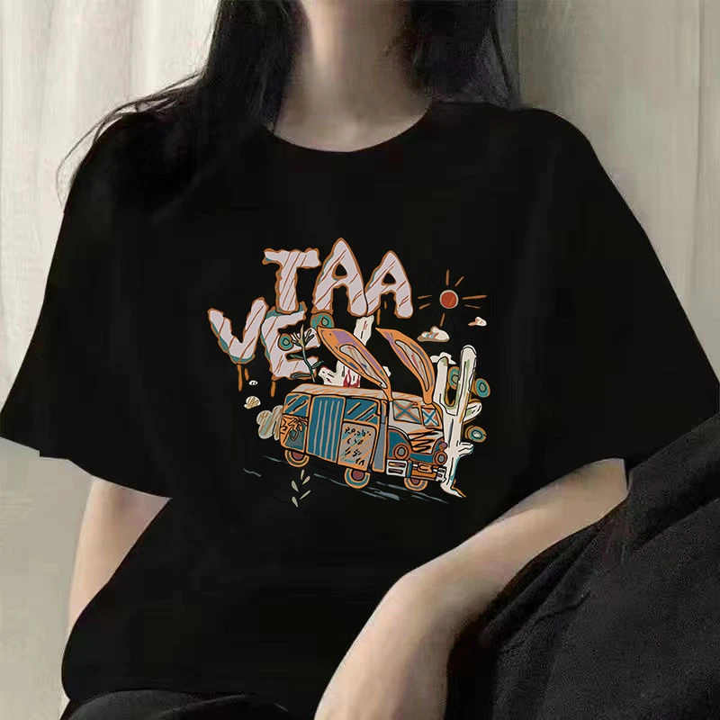 欧美风潮牌短袖t恤女2025夏季新款宽松舒适百搭ins高街正肩潮上衣