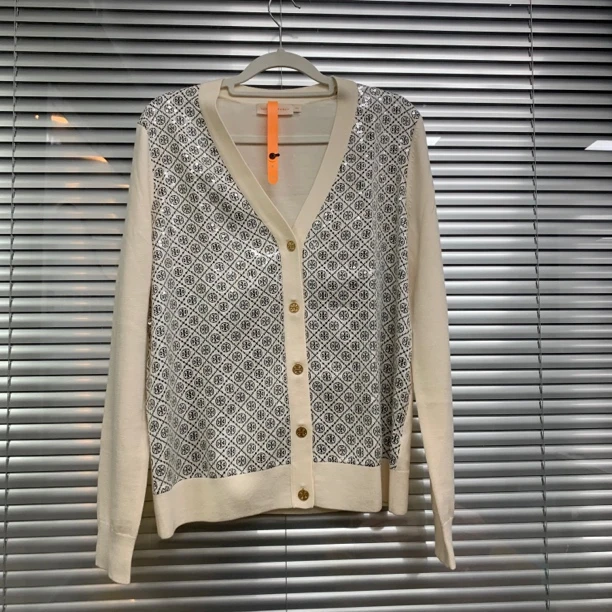 99新 TORY BURCH/汤丽柏琦 满印印花针织开衫/M码/D02090