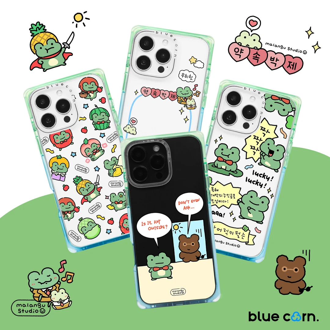 Bluecorn联名和蔼蛙弗兰 蓝绿奶方适用iPhone16/15/Pro/Max手机壳