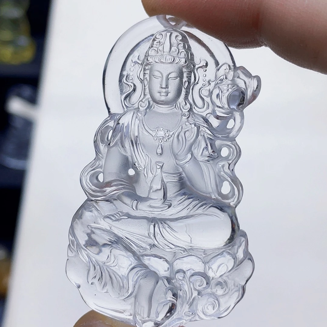 吉***影水晶未镶嵌颈饰白水晶大师精雕大势至菩萨