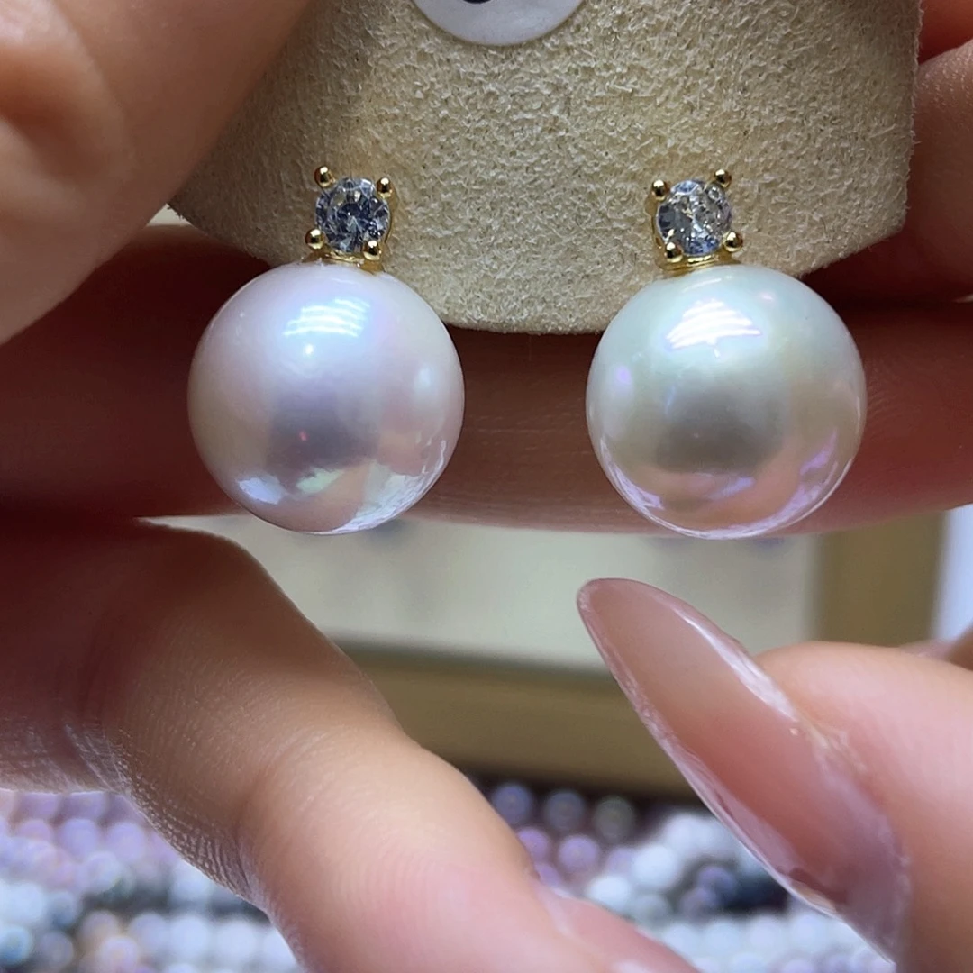 淡水珍珠耳饰银S925镶嵌