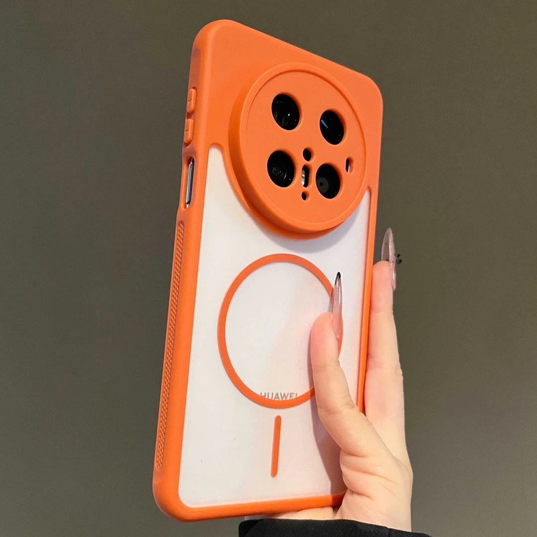 橙色半透磨砂【细磁吸】适用华为mate70pro+手机壳简约风mate60