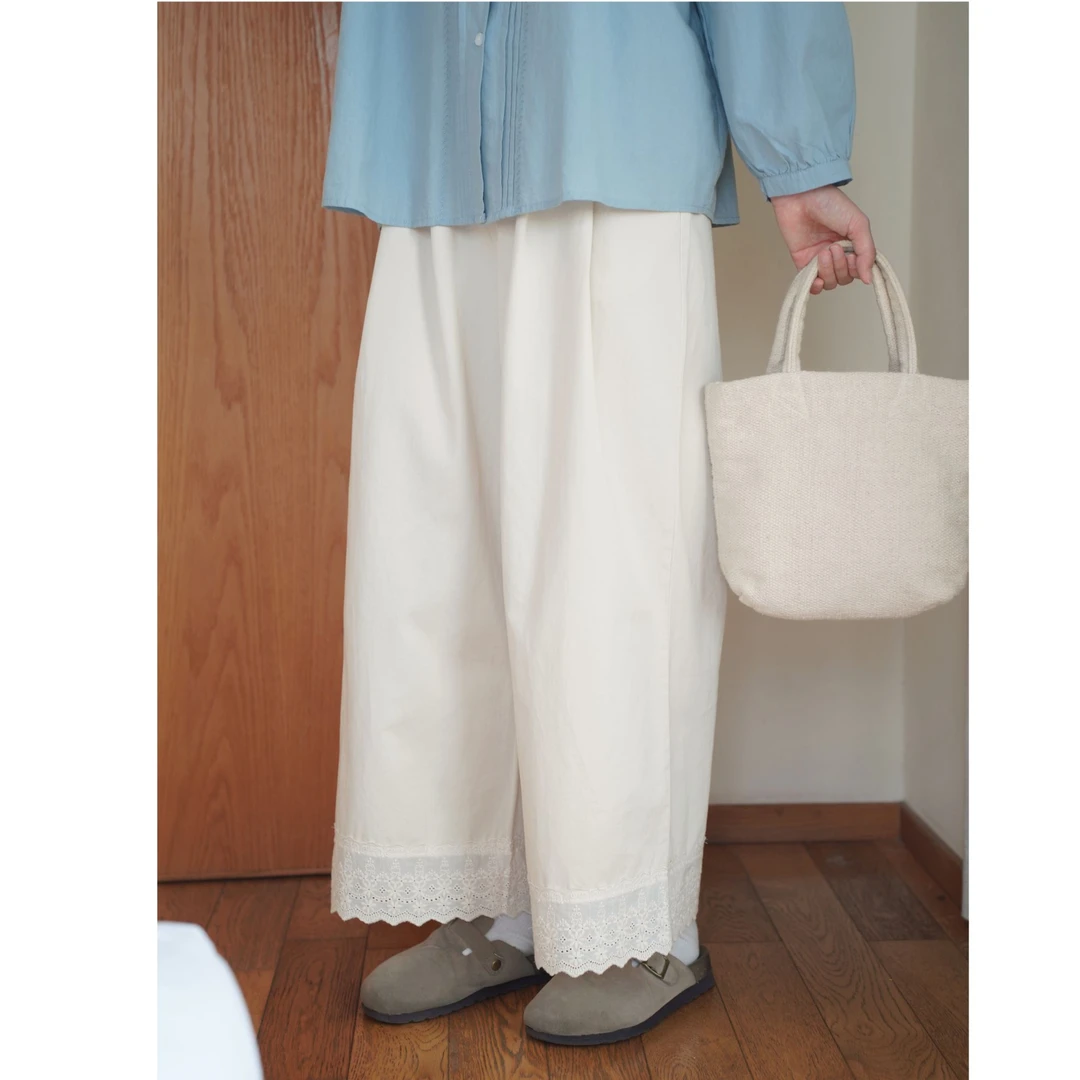 田田家 | 花瓣裤 小众复古花边休闲裤 小清新宽松文艺减龄长裤