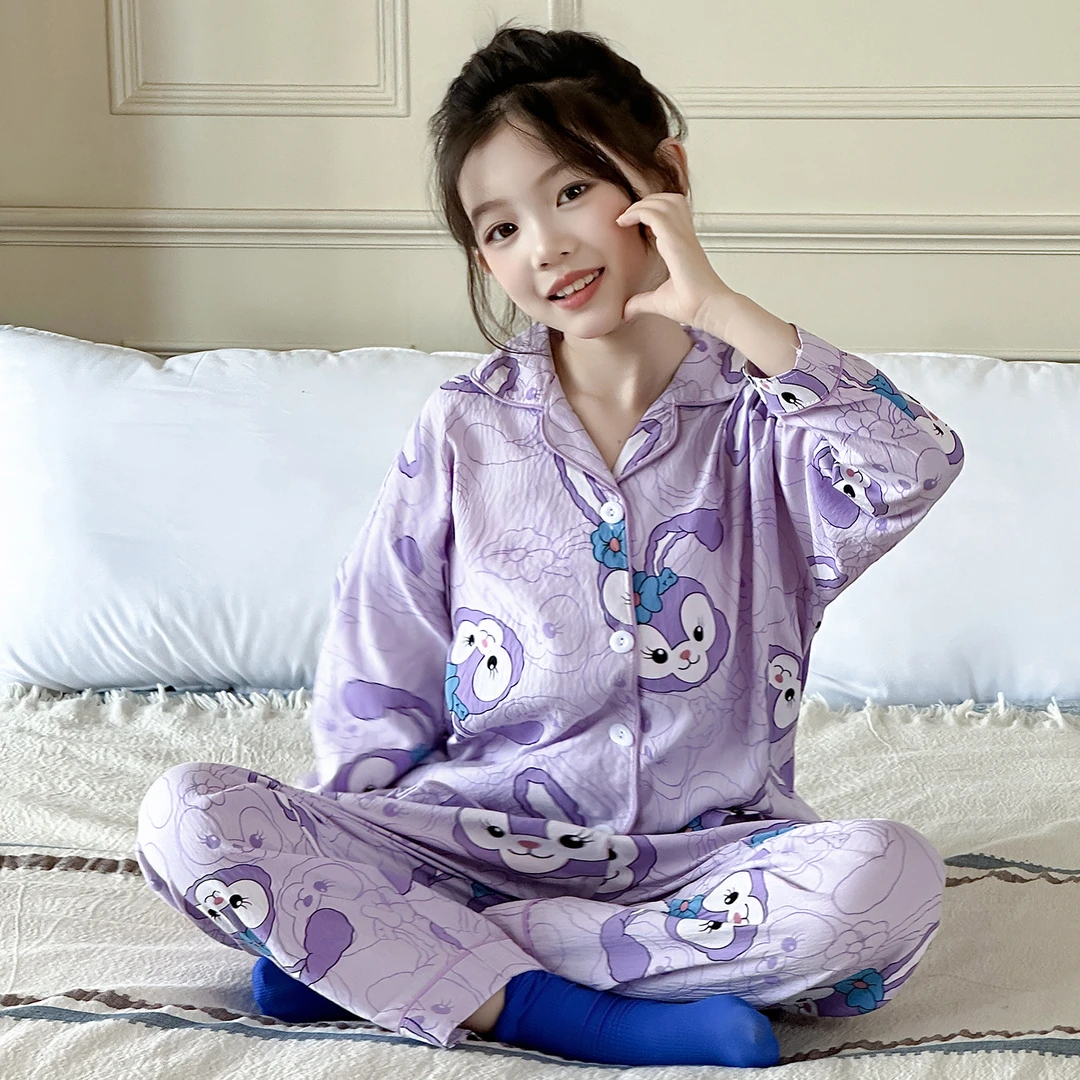 儿童睡衣女孩2025新款秋季女童星黛露棉绸套装初中生公主风家居服