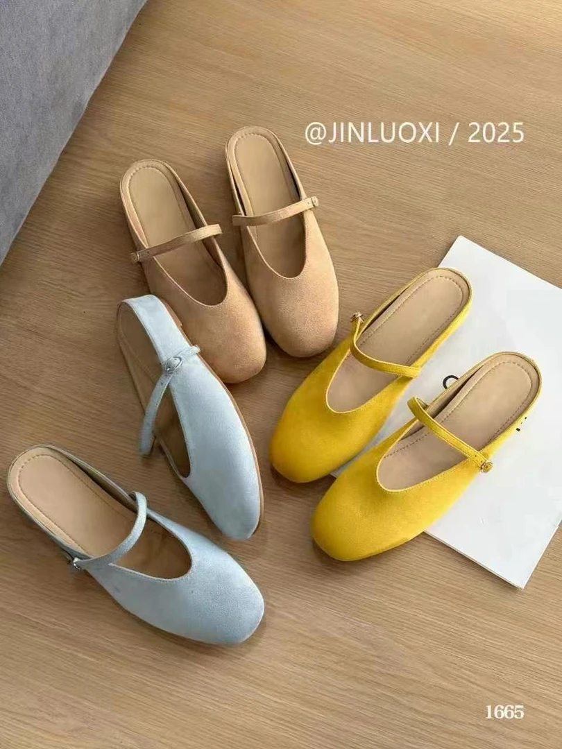 法式小众~温柔仙女包头勃肯半拖鞋女外穿配裙子玛丽珍单鞋1665