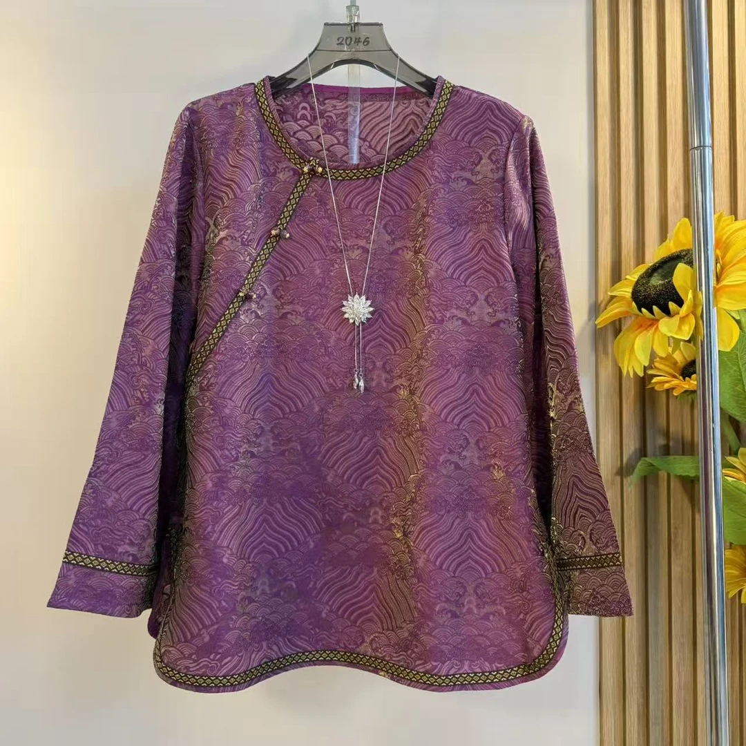 2025秋冬新款新中式国风长袖衬衫女宽松显瘦气质休闲百搭减龄上衣