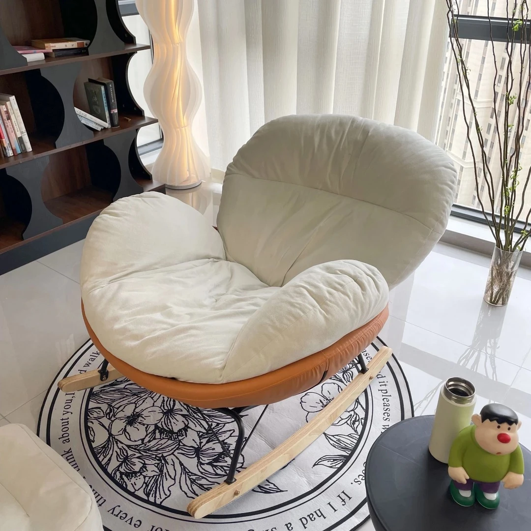 可爱休闲懒人沙发摇摇椅摇晃异形设计沙发北欧轻奢支架结构