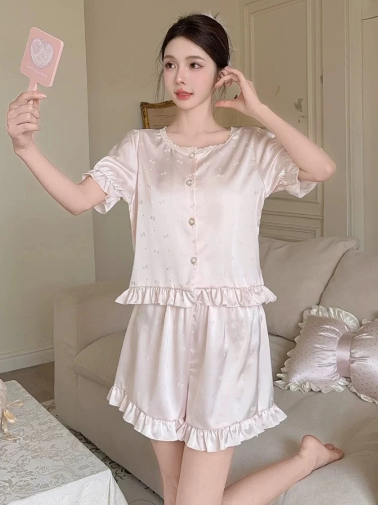 睡衣女款夏短袖短裤2025新款高级感法式浪漫宫廷风夏季家居服