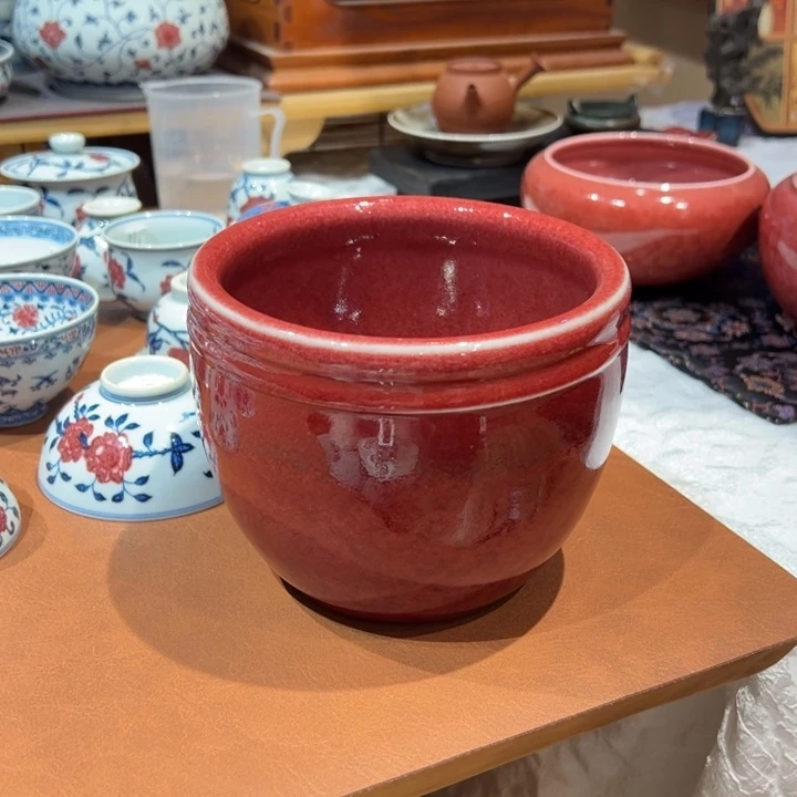 豇豆红水洗缸茶具