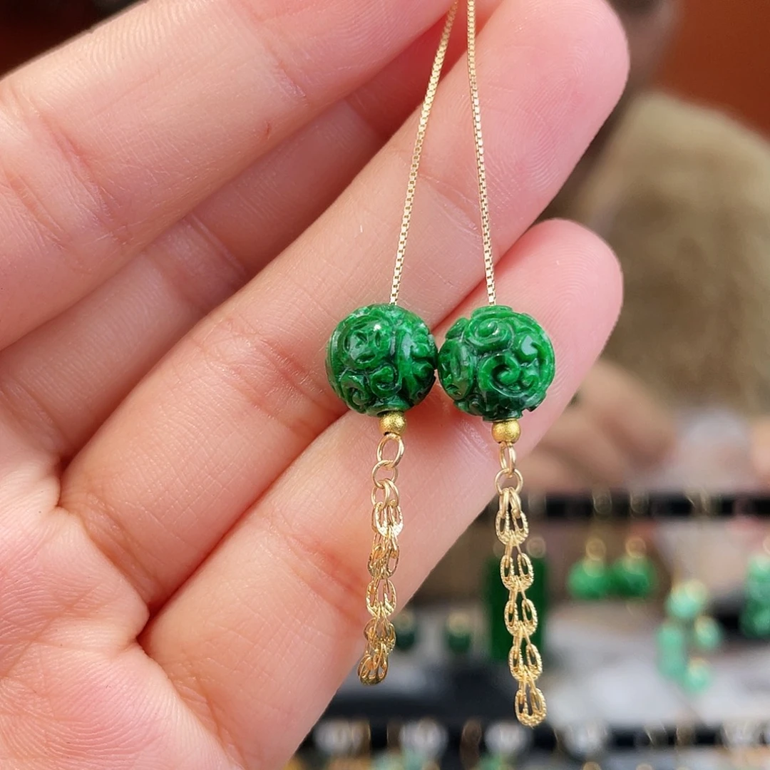翡翠银S925镶嵌耳饰