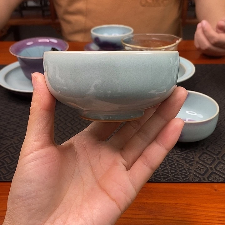 纯手工原矿天青色罗汉碗