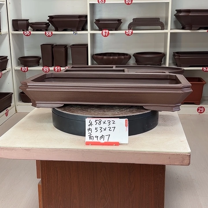 紫砂花盆浅切角小